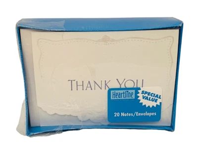 Tarjetas de agradecimiento Hallmark con sobres caja de 20 Off White vintage EE. UU. Foto 1 de 4