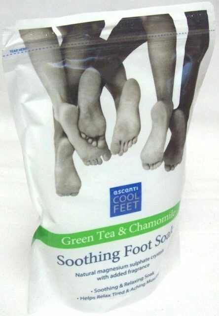 3x Escenti Cool Feet Green Tea & Chamomile Soothing Foot Soak Bath Crystals 450g