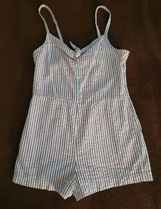 Vineyard Vines Womens Romper-Size 6 Red-White-Blue Seersucker Tie Front-Lined - Picture 1 of 16