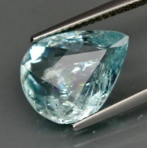 4.09 cts Natural Pear-cut Sky-Blue SI1 Aquamarine (Brazil) - Picture 1 of 12