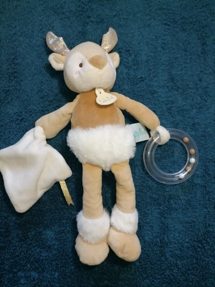doudou d'activité biche renne cerf  velours et fourrure Baby'nat  Etat neuf - Photo 1/1