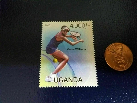 Venus Williams Tennis Star Back Swing Olympics 2013 Uganda Perforated Stamp Cover