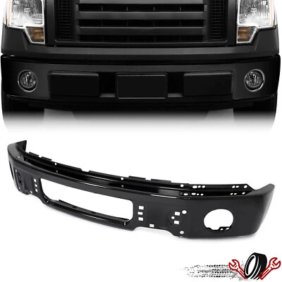 Front Black Steel Bumper Face Bar For Ford F150 2009-2014 w/ Fog Light US NEW Foto 1 de 4