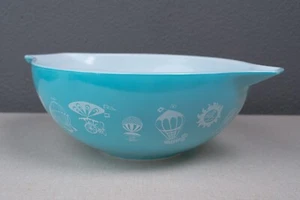 Mid Century Modern 1958 Pyrex Türkis Heißluftballons Werbeartikel 4 Quart Schüssel - Bild 1 von 13