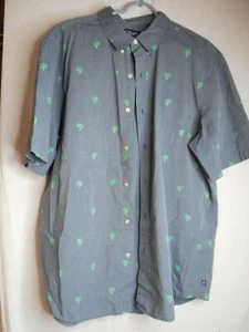 Chaps Short sleeve Size XXL cotton bend Blue grey Palm tree Shirt - Picture 1 of 4