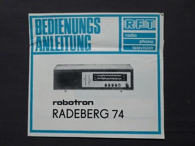 Broschur, Bedienungsanleitung RFT Robotron Radio Radeberg 74, DDR 1975 - Bild 1 von 2