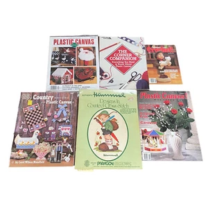 Lote de 6 patrones de revistas de ganchillo de colección folletos punto de cruz lona de plástico - Imagen 1 de 2