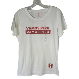 FPF Vamos Peru Soccer Futbol Womens Tshirt White Official Licensed Product Large - Picture 1 of 11