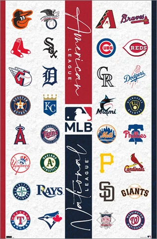 MLB Major League Baseball ALL 30 TEAM LOGOS Official 22x34 WALL POSTER Cover