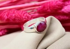 Natural Pink Ruby Ring 925 Sterling Silver Handmade Ring Valentines Day Gift - Picture 1 of 13