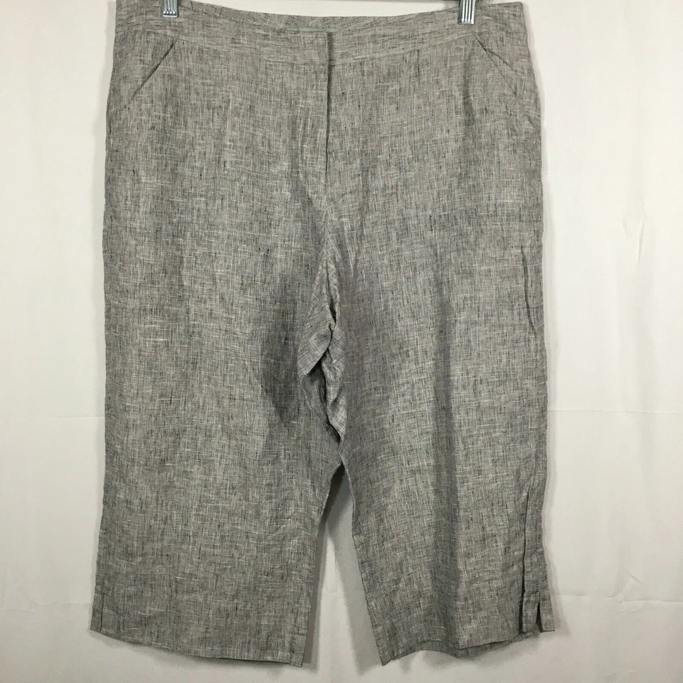 Pantalones Nurture para mujer talla XL gris lino tiro alto pierna recta culotte capri Foto 1 de 4