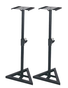 2 x QTX Monitor Speaker Stand Black Robust 180.187 Steel DJ - Picture 1 of 2