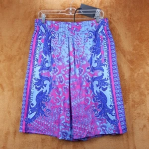VERSACE Shorts Mens Large Purple Pull On Baroque Paisley Logo Colorful Luxury - Picture 1 of 10