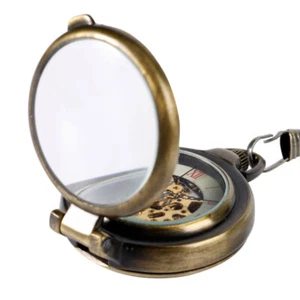 Transparent Bronze Mechanical Pocket Watch Men Women Open Face Gift Fob Watches - Picture 1 of 12