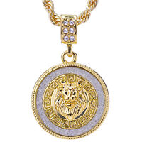 1 1/2 inch Goldtone LION Head Necklace Urban Glam-Celebrity Inspired-24 inches