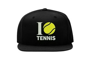 I Love Tennis Sport Embroidered Snapback Cap Fullcap Flat Bill Hat Hip Hop - Picture 1 of 5
