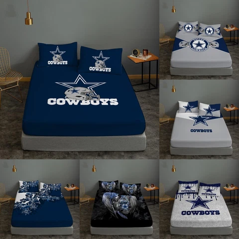 Dallas Cowboys Fitted Sheet Set 3 Piece Deep Pocket Bed Sheet Pillowcases Gift Cover