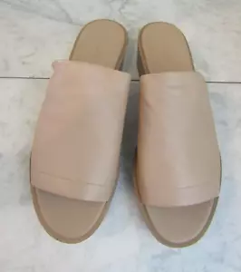 NIB Saskia Open Toe Beige Leather Wedge Slide Sandal Shoes Women's 10 M - Picture 1 of 8