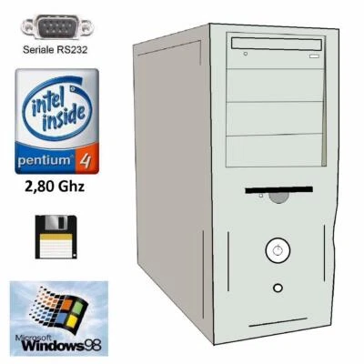 PC Computer Desktop Vintage Retro Windows 98 Seriale RS232 Pentium4 Floppy 18828 - Imagen 1 de 2