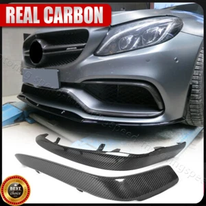 Cubierta de ventilación divisor aletas de parachoques delantero carbono real para Benz W205 C63 2015-21 - Imagen 1 de 12