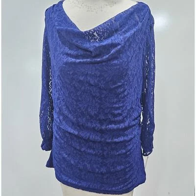 Top sirena acanalado cuello drapeado Valerie Stevens mediano floral encaje hada romántico Foto 1 de 4