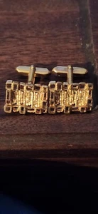 Men’s Vintage Textured Gold Abacus Cufflinks Moving Beads Costume Jewelry Retro - Picture 1 of 6