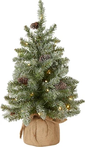 Pre-Lit Artificial Mini Christmas Tree | Includes Small White LED Lights, and Cl - Picture 1 of 5