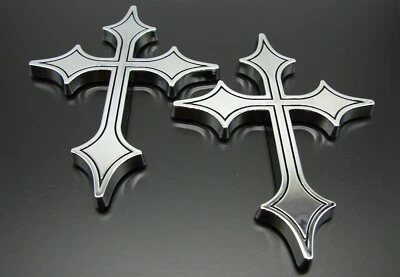 (2) CALCOMANÍA PEGATINAS EMBLEMAS 3D CRUZ CRISTIANA. CALCOMANÍAS EMBLEMAS COCHE RELIGIOSO Foto 1 de 4
