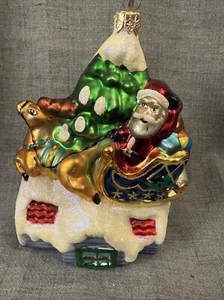Adorno de Navidad de vidrio soplado Christopher Radko - Up on the Rooftop 1999 usado en excelente estado - Imagen 1 de 6