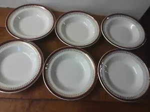 6x Soup or Pasta Bowls 9" Wedgwood Maroon & Gold VITRILAIN (over 40 available) - Picture 1 of 11