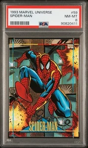 1993 SKYBOX MARVEL UNIVERSE #59 SPIDER-MAN PSA MINT 8 - Imagen 1 de 3