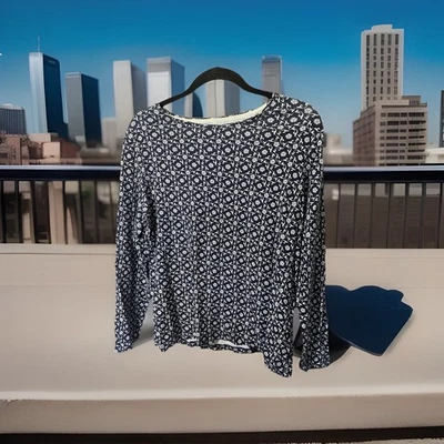 Blusa Croft & Barrow para mujer talla grande azul estampado geométrico Foto 1 de 3