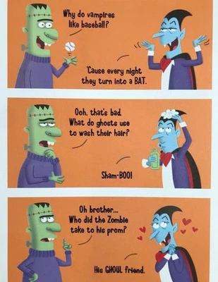 FRANKENSTEIN & DRACULA COMEDIANS "Have a FANGtastic Halloween!" FUNNY RPG CARD - Image 1 of 2