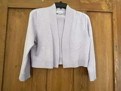 Cárdigan suéter para mujer Calvin Klein pastel lavanda púrpura encogerse de hombros M Foto 1 de 4