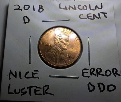 2018-D Lincoln Shield Cent Double Die Obverse Error Coin. - Image 1 of 4