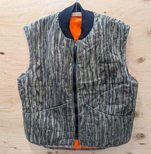 Vintage 90s Reversible Realtree Camo Insulated Vest Size L Blaze Orange Hunting - Picture 1 of 23