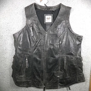 Chaleco de cuero Harley Davidson Biker para mujer Distressed Dust Rider negro 2XL XXL - Imagen 1 de 14