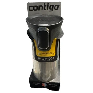 Travel Mug Contigo Leak-proof Lid Stainless Steel Thermos16oz Coffee Tea cup NEW - Picture 1 of 6