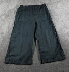 M&S Hose Damen UK 14 schwarz reines Leinen Gummibund weites Bein cropped Boho - Bild 1 von 9