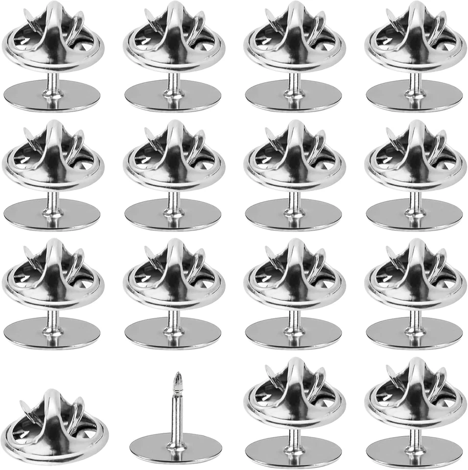 50 Pairs Silver Pin Backs Replacement for Craft and Jewelry Making - Image 1 of 4