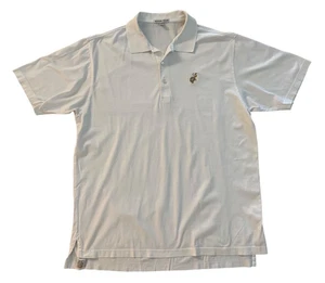 PETER MILLAR Men size L White Polo Golf Shirt Short Sleeve Cotton - Picture 1 of 8
