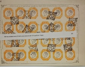 INDIA (1854) - 4 ANNAS FULL NSHEETS FORGERY STAMP - 24 DIFF - Picture 1 of 1