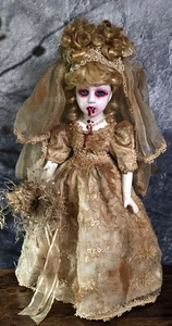 OOAK 18" VTG Creepy Vampire Doll Gothic Horror Halloween Victorian Signed Art - Picture 1 of 14