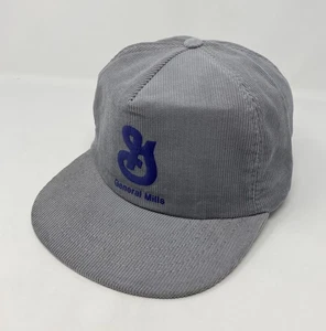 General Mills Vintage Gray Corduroy Trucker Hat SnapBack Cap USA Script Logo - Picture 1 of 7