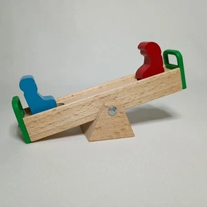 Vintage Brio 33260 Wooden SeeSaw Teeter-Totter and 2 Children Replacement Pieces - Picture 1 of 9