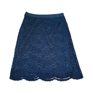 Trulli Petite Navy Blue Lace Skirt Lined Knee Length Career Party Women's 2P - Picture 1 of 5