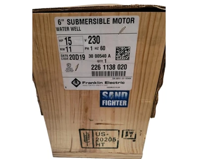 Motor sumergible monofásico de 3 hilos Franklin Electric 6" 15 HP 230 voltios 60 Hz Foto 1 de 4