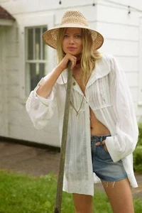 Anthropologie Pilcro Collared Pintuck Blouse M 8 Women Casual Shirt Top NW 42560 - Picture 1 of 10