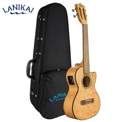 Lanikai QM-NACET Quilted Maple Natural Stain Tenor Acoustic Electric Ukulele  - Image 1 of 4