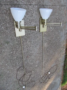 Vintage Mid Century Modern Laurel Lamp BRASS articulating Arm Wall Sconce PAIR - Picture 1 of 16